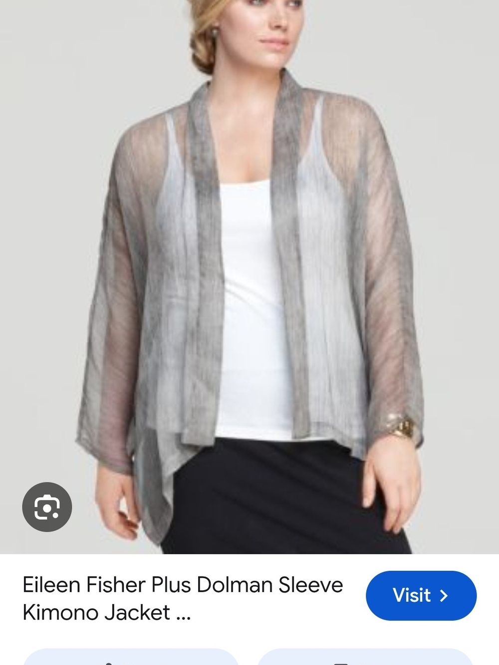 Eileen Fisher 100% Silk Kimono In Brown/Grey Size XL